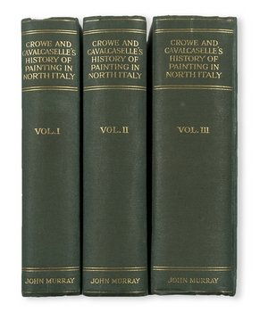 Crowe - Cavalcaselle. A History of Painting in Nor: Crowe - Cavalcaselle. A History of Painting in North Italy.Londra, John Murray, 1912. In 8°. 3 voll., numerosissime tavole in bianco e nero, illustrazione in bianco e nero in antiporta ad ogni
