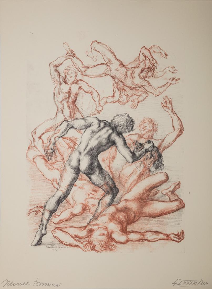 Fiorenzuola Fiorentino, Agnolo - Tommasi, Marcello -: Firenze, Arte Grafica Pinax, 1971. In 2Â°. Con le riproduzioni di 22 disegni di Marcello Tommasi, numerati e firmati a matita dall'artista, entro cofanetto editoriale in tela azzurra con dati tipogr