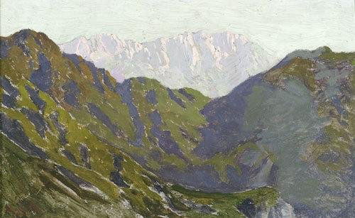 Angelo Morbelli (1853 - 1919) Paesaggio alpino: Angelo Morbelli (1853 - 1919) Paesaggio alpinofirmato 'Morbelli' (in basso a sinistra) olio su tavoletta massiccia 14,3 x 23,4 cm. Si ringrazia Giovanni Anzani per la conferma dell'autenticit