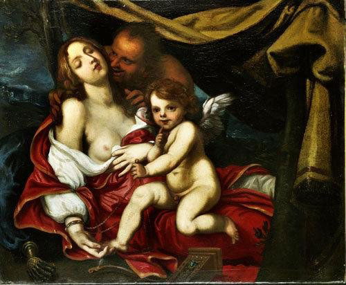 Cerchia di Giovanni Bilivert (Firenze 1585 - 1644): Cerchia di Giovanni Bilivert (Firenze 1585 - 1644) Giove, Antiope , Amoreolio su tela 96 x 118,5 cm ***Il dipinto rappresenta uno degli amori di Giove, narrati da Ovidio nelle Metamorfos