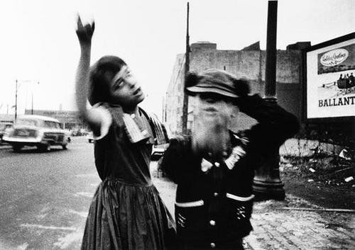 William Klein (b. 1928) Dance in Brooklyn, New Yor: William Klein (b. 1928) Dance in Brooklyn, New York, 1955Gelatin silver print, printed ca. 1980. Signed, titled and dated in pencil on the verso. 32 x 45.5 cm. (12 5/8 x 17 7/8 in.)(1)