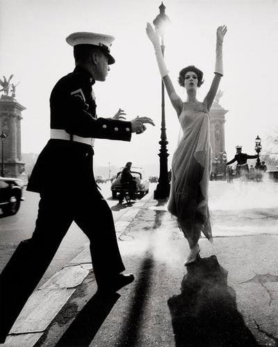 William Klein (b. 1928) Simone & Marines, Pont: William Klein (b. 1928) Simone & Marines, Pont Alexandre III, Paris, 1960Gelatin silver print, printed ca. 1970. Signed, titled and dated in pencil on the verso. 60.7 x 50.4 cm. (23 7/8 x