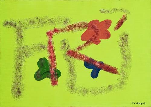 Giulio Turcato (1912-1995) Senza titolo: Giulio Turcato (1912-1995) Senza titolofirmato 'TURCATO' (in basso a destra) tecnica mista su tela cm 50 x 70 Sul retro, sulla tela, autentica e firma di mano dell'artista.