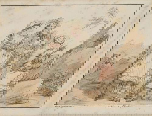 Bartolomeo Pinelli (1781-1835) "Costumi di Carovil: Bartolomeo Pinelli (1781-1835) "Costumi di Carovilli", 1828firmato e datato 'Pinelli fece Roma 1828' (in basso a sinistra) e intitolato al centro matita, china ed acquerello su cartoncino mm 2