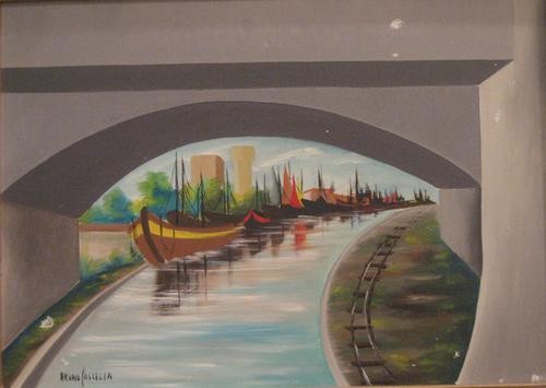 Bruno Cascella Porto e canale del Pescara: Bruno Cascella Porto e canale del Pescara olio su tela cm 50 x 70 firmato 'Bruno Cascella' (in basso a sinistra)