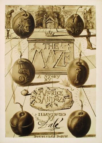 Dalì - Sandoz, Maurice. The maze.: Dalì - Sandoz, Maurice. The maze. Londra, Guilford [1945]. In 8°. Antiporta e 10 tavole in bianco e nero realizzate da Salvador Dalì, legatura in tela editoriale blu, autore e titolo in