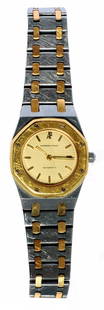 Orologio Audemars Piguet: Orologio Audemars Piguet modello Royal Oak, in acciao e oro giallo. Numerato: 548. Movimento automatico. Quadrante con datario. Misura media. AUDEMARS PIGUET WRISTWATCH, ROYAL OAK MODEL, MEDIU