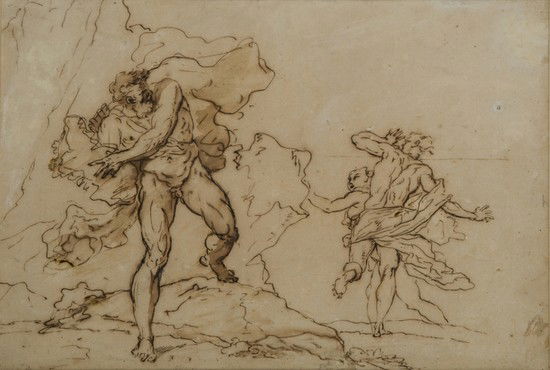 Scuola dell'Italia centrale, secolo XVII, da Annib: Scuola dell'Italia centrale, secolo XVII, da Annibale Carracci Polifemo, Aci e Galateapenna e inchiostro bruno su carta reca iscrizione seicentesca: 'Annibale Car.c' (sul verso) mm 195 x 285