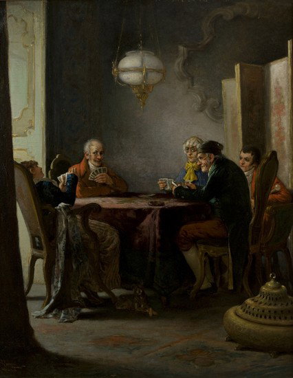 Giacomo Campi (1846-1921) I giocatori di carte: Giacomo Campi (1846-1921) I giocatori di carteolio su tela, cm 75 x 60 Firmato in basso a sinistra: G. Campi Milano THE CARD PLAYERS, OIL ON CANVAS, CM 75 x 60 SIGNED