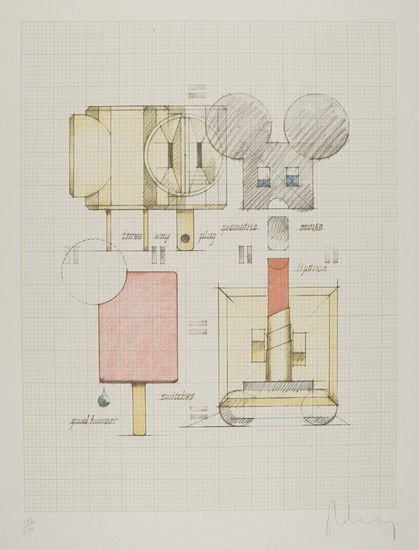 Claes Oldenburg (Stoccolma, 1929) System of iconog: Claes Oldenburg (Stoccolma, 1929) System of iconography..., 1970-1971litografia a colori, es.122/250, cm 50,8 x 39,1 (sc) Firma a matita in basso a destra SYSTEM OF ICONOGRAPHY, 1970-71, COLO