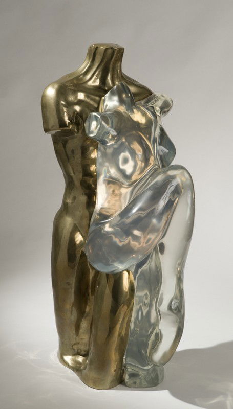 Max Forti (Venezia, 1937) Unione, 1985: Max Forti (Venezia, 1937) Unione, 1985bronzo patina dorata e plexiglass, es. V/X, cm 66 x 31 x 27 Firma incisa alla base: Max Forti 85 UNION, 1985, BRONZE GOLD PATINA AND PLEXIGLASS, NUMBERED