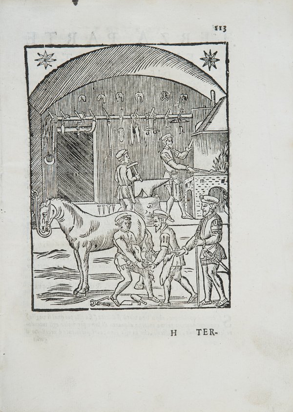 Equitazione - Fiaschi, Cesare Trattato dell'imbrig: Legato con Filippo Scacchi da Tagliacozzo, Trattato di mescalzia. Padova, Pietro Paolo Tozzi, 1628. In 8°. Due frontespizi con emblema xilografico, testatine e capilettera decorati incisi in legno, n