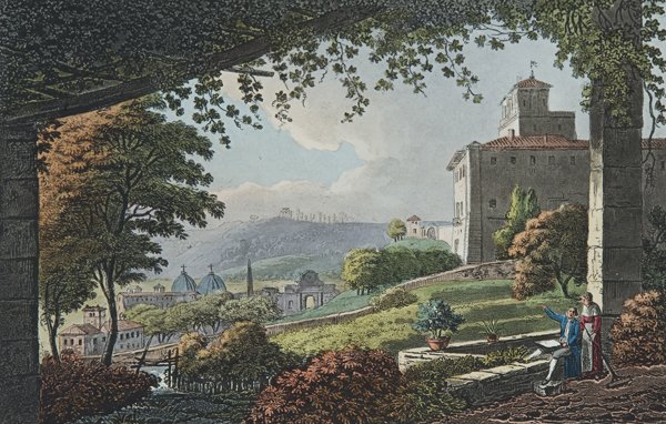 Marigot, James A select collection of view and rui: Londra, Robinsons, White, Faulder, [ca. 1815]. In 2°. 62 tavole incise all’ aquatinta, lievi fioriture, legatura in mezzo marocchino rosso, tassello con titolo al paitto anteriore ed impresso in or