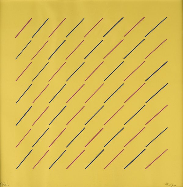 Mario Nigro (Pistoia 1917 – Livorno 1992): Composizione litografia a colori, es.166/200, cm 45 x 45Firma a matita in basso a destraIn basso a sinistra timbro delle edizioni Il Segnapassi, Pesaro