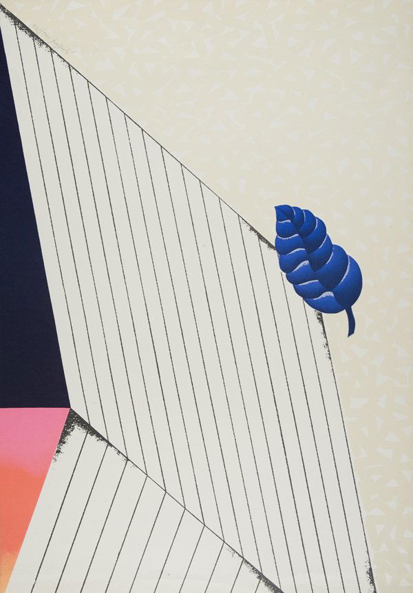 Concetto Pozzati (Vò 1935): Foglia litografia a colori, es. 331/500, cm 48,5 x 70 (sc)Firma a matita in basso a sinistra