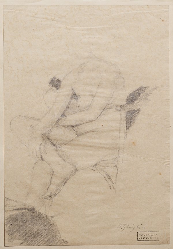 Oscar Ghiglia (Livorno 1876 - Firenze 1945) Nudo di don: matita su carta, cm 26,2 x 18,1Firmato in basso a destra: O. Ghigliatimbro Raccolta Ugo OjettiOSCAR GHIGLIA (LIVORNO 1876 - FLORENCE 1945), NUDE OF WOMAN, PENCIL ON PAPER 26,2 X 18,1 CM , SIGNED LOWER