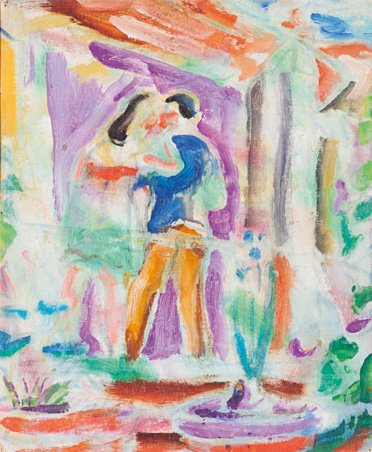 Luigi Bartolini (Cupramontana 1892 - Roma 1963) Marito : olio su cartone telato, cm 30 x 25Firmato al verso: Luigi Bartolini, Marito e MoglieLUIGI BARTOLINI, HUSBAND AND WIFE, CM 30 X 25, SIGNED ON THE BACK