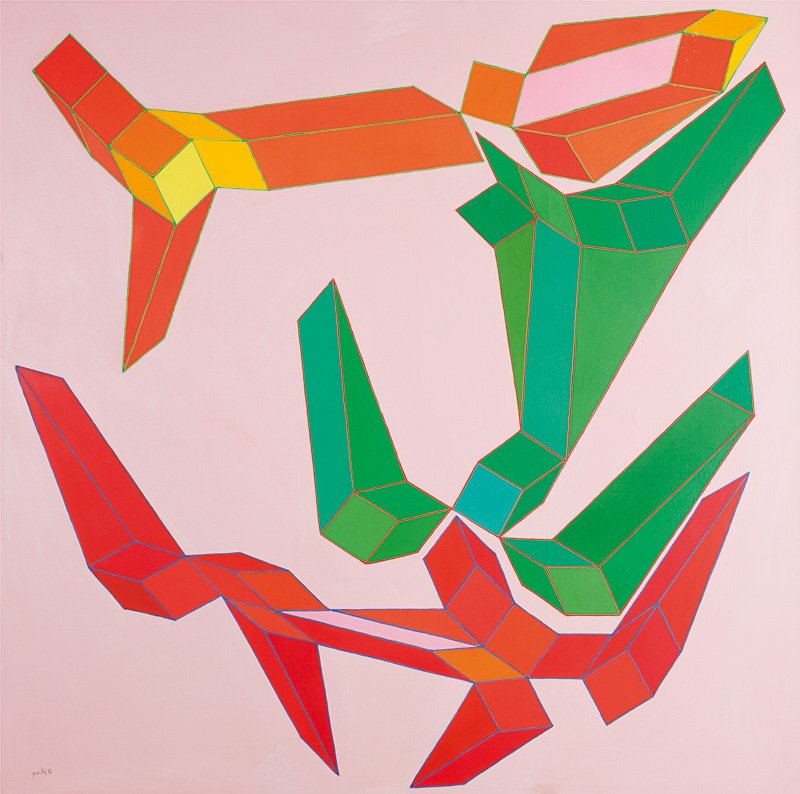 Achille Perilli (Roma, 1927) Tota blancha, 1997: olio su tela, cm 150 x 150Firmato in basso a sinistra: Perilli 97Firmato al verso: Achille Perilli, Tota blancha, 1997ACHILLE PERILLI, TOTA BLANCHA, 1997, OIL ON CANVAS, CM 150 X 150, SIGNED BOTTOM LE