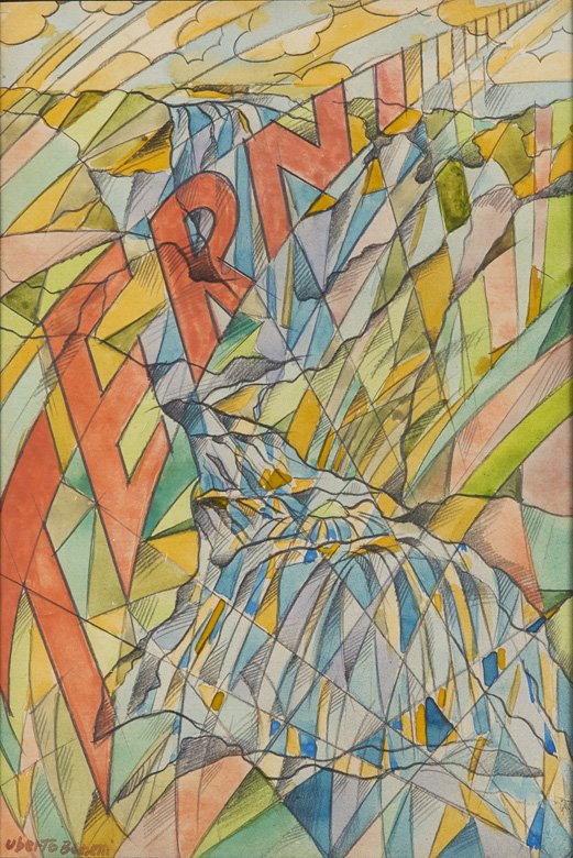Uberto Bonetti (Viareggio 1909 – 1993) Terni, Anni ‘30: tecnica mista su carta, cm 30,5 x 20,5Firmato in basso a sinistra: Uberto Bonetti