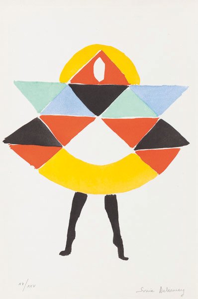 Sonia Delaunay (Ucraina 1885 - Parigi 1979) Danseuse, 1: pochoir dalla serie Tableaux vivants, es. XV/XXV (dalla tiratura complessiva di 650 esemplari), cm 28,5 x 19 (sc)Firma a matita in basso a destraStampatore D. Jacomet, ParigiEditore galleria Il Navigl