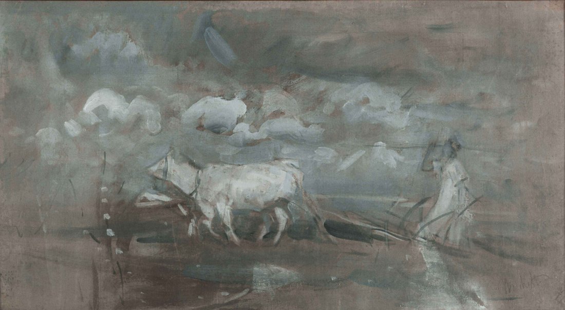 Francesco Paolo Michetti (Tocco da Casauria 1851 -: tempera su tela, cm 44,5 x 82Firmato in basso a destra: Michetti