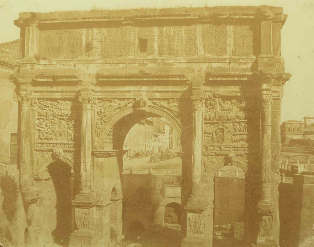 Giacomo Caneva (c.1813-1865/90): Arco di Settimio Severo veduto dal Tabulario, Roma, ca. 1850-52