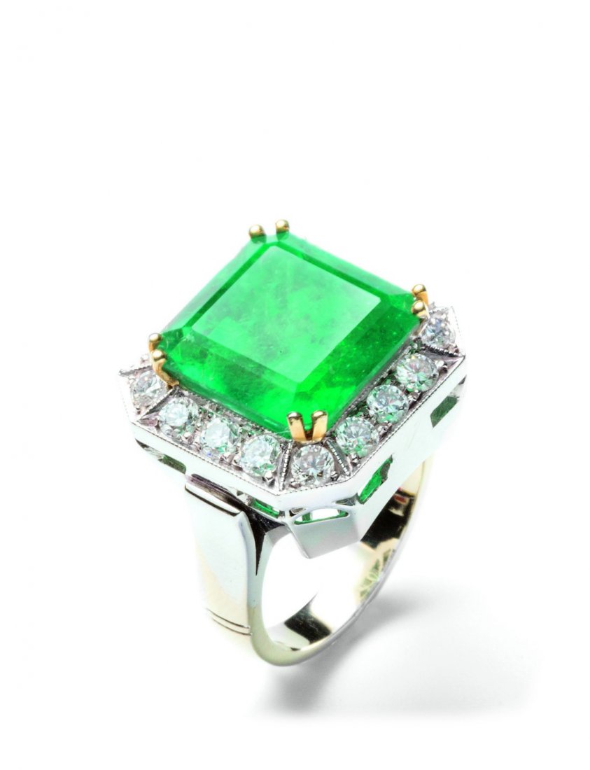 Anello in oro bianco e oro giallo 18 ct con al centro (1 of 2)