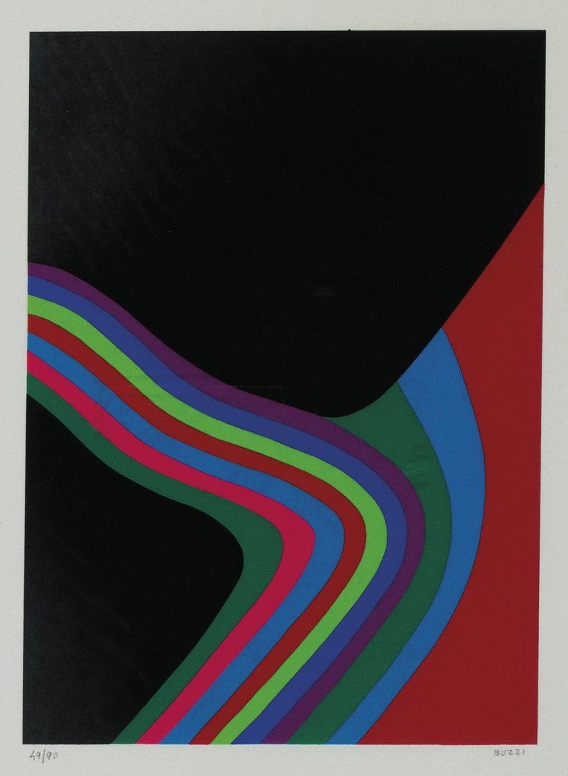 Alberto Burri (Citt Di Castello 1915 - Nizza 1995): Serigrafia 1A, 1973 serigrafia, es. 49/90 (dalla tiratura complessiva di 90 ess. e 15 ess. P.A.),cm 24,5 x 17,4 Firma a matita in basso a destra In basso a sinistra timbro a secco dell’editore e sta