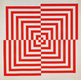 Elisabetta Gut (Roma 1934): Composizione, 1972 serigrafia a colori, es. 12/30, cm 67,4 x 66 (sc)_x000B_Firma e data a matita in basso a destra_x000B_Foglio un poco gualcito con lievi abrasioni sparse e tracce di adesivo al