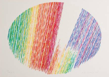 Piero Dorazio (Roma 1927 - Perugia 2005): Ovale, 1985 serigrafia a colori, es. 1/20 P.A., cm 44,5 x 58,5_x000B_Firma e data a matita in basso a destra_x000B_In basso a sinistra timbro a secco della Stamperia d€™Arte Grafiser,