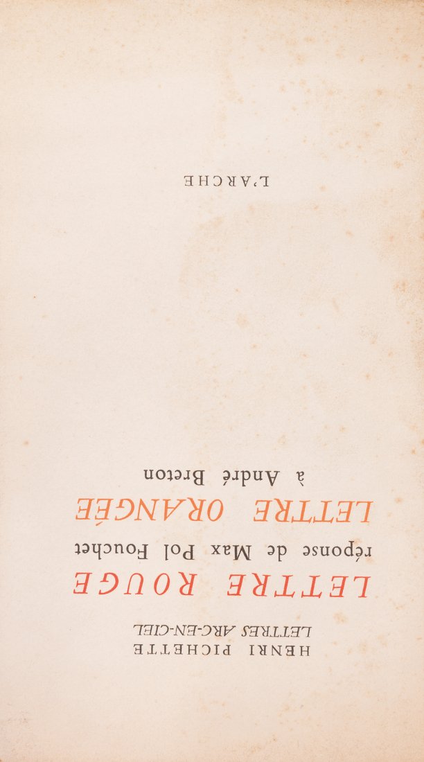 Surrealismo - Breton - Pichette, Henri: Lettre Rouge rponse a Max Pol Fouchet. Lettre orange a Andre Breton