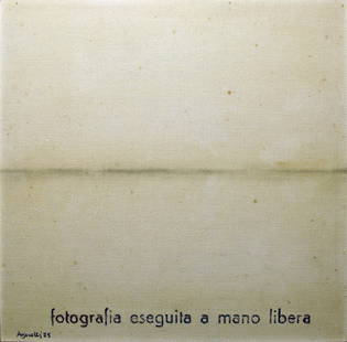 Vincenzo Agnetti (Milano 1926 - 1981): inchiostro su tela applicata su tavola, cm 20 x 20Firmato in basso a sinistra: Agnetti 75Al retro etichetta della galleria Gastaldelli Arte Contemporanea, Milano Free hand photography, 1975 ink on