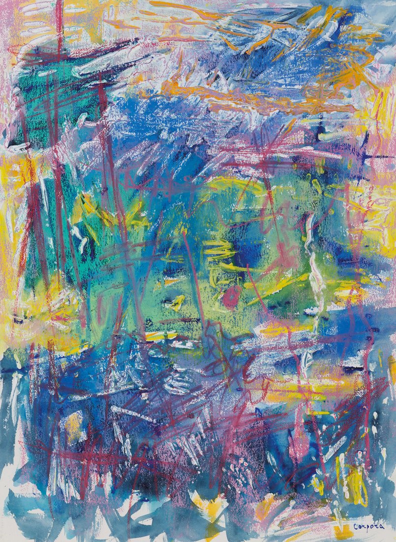 Antonio Corpora (Tunisi 1909 - Roma 2004): tecnica mista su cartoncino, cm 76 x 56 (sc)Firmato in basso a destra: Corpora Autentica dell’Autore su fotografiaOpera registrata presso l’Archivio Corpora a cura di G. Di Summa Autentica dell’