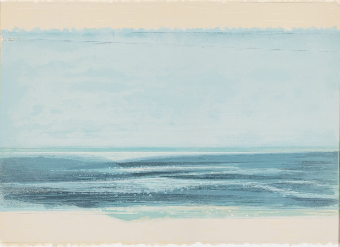Piero Guccione (Scicli 1935): Mare litografia a colori, es. P.A. VI/X, cm 50 x 70 Firma a matita in basso a destra 1 Noteslithograph in colours, numbred P.A. VI/X, cm 50 x 70 Signed in pencil lower right
