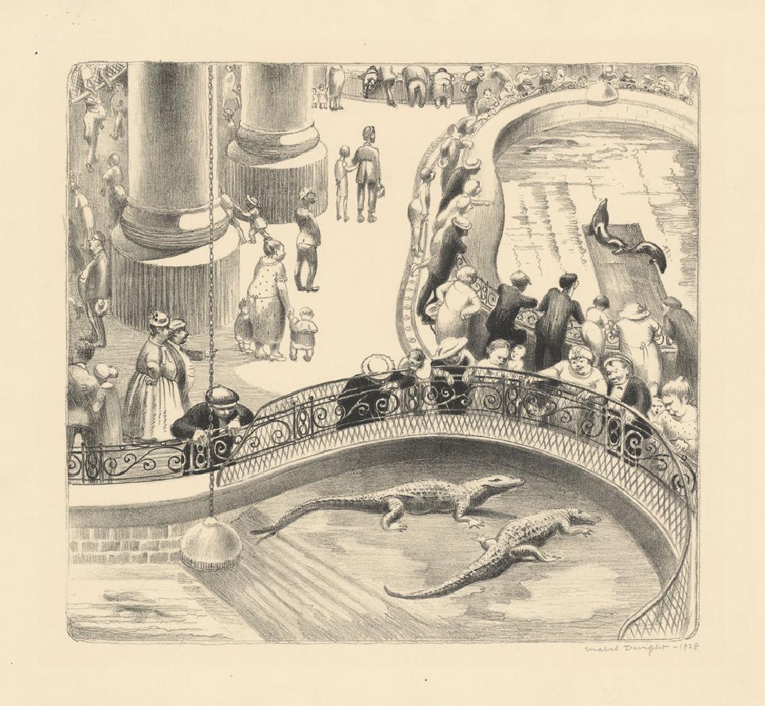 Mabel Dwight, Aquarium, lithograph 1928: Title: Aquarium (Alligators). Mabel Dwight (1875-1955) Medium: Lithograph, 1928. Edition 50. Signed and dated in pencil. Image Size 11 3/4 x 12 3/16" (284 x 310mm). Condition: Very good condition,