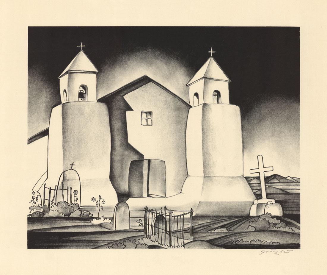 Dorothy Kent, New Mexico Cathedral, lithograph (1 of 2)