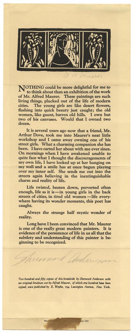 Alfred Maurer, Portrait between vases,  Linocut (1 of 3)