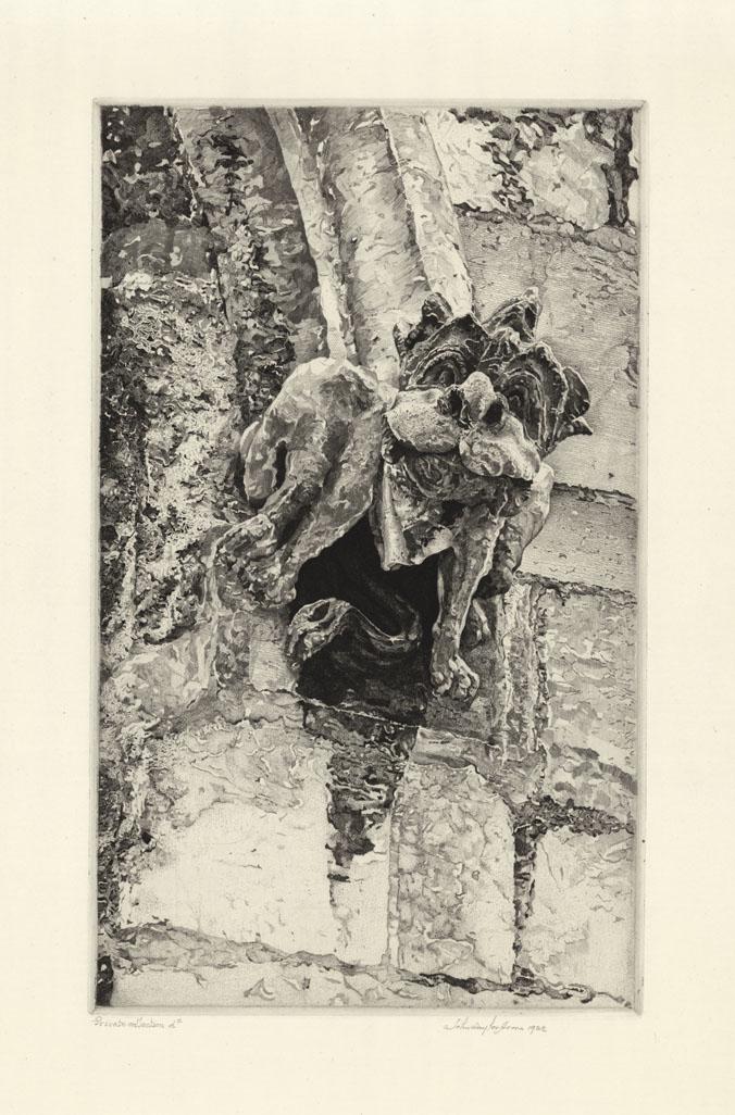 John Taylor Arms, The Gothic Spirit, Etching: Title: The Gothic Spirit Artist: John Taylor Arms (1887-1953). Medium: Etching and stipple engraving, 1922. Edition 100. Image size 11 3/4 x 7 3/16" (29.7 x 18.3 cm). Description: Signed and dated