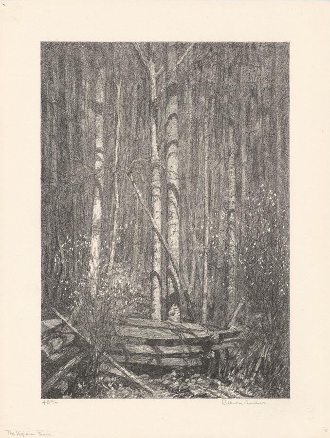 Albert Barker, Virginia Fence, Original Litho (1 of 3)