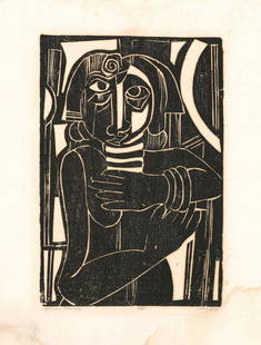 David Driskell - African Dancers - Woodcut: Title: African Dancer. David Driskell (b.1931) Woodcut, undated, c.1970. Edition 25 Signed and titled in pencil. Inscribed "3/25." Image size 17 3/4 x 12 1/8 inches (45.2 x 30.7 cm) David Driskell (b