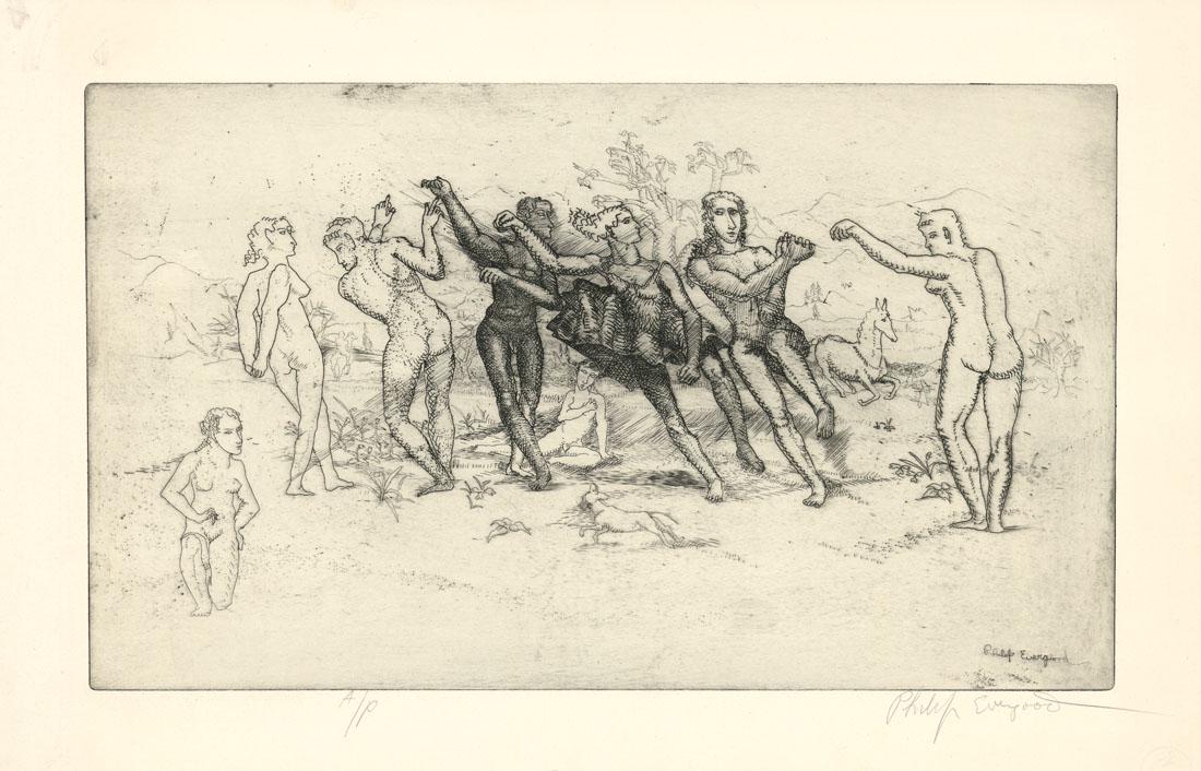 Philip Evergood, Primitive Dance, Etching (1 of 3)