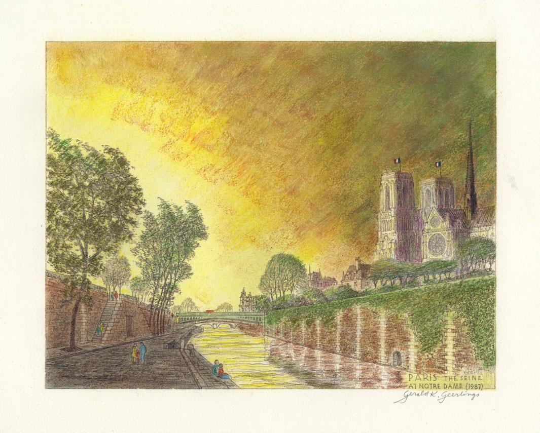 Gerald Geerlings, Seine at Notre Dame, Lithograph (1 of 2)