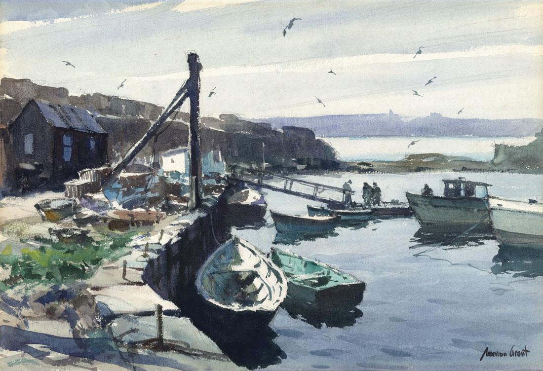 Gordon Grant, The Pier, Pigeon Cove, Watercolor (1 of 3)