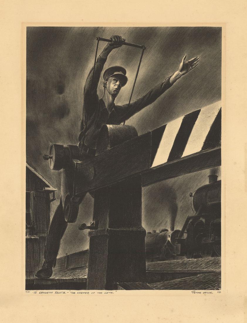 Peter Helck, Railroad Crossing, Lithograph (1 of 3)
