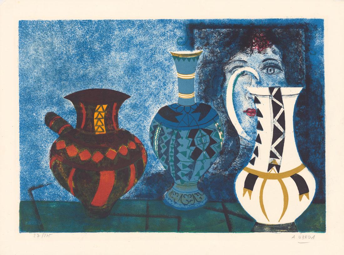 Augustin Ubeda, Trois Vases, Lithograph (1 of 3)