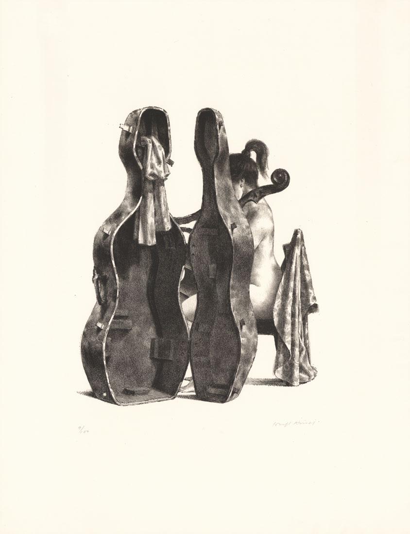 Joseph Hirsch, Cellist, Lithograph: Title: Cellist. Artist: Joseph Hirsch (1910-1981). Lithograph, 1969. Signed in pencil, inscribed "9/100." Edition 100. Image size 14 1/2 x 11 1/4" (36.9 x 28.6 cm). Joseph Hirsch was an American a