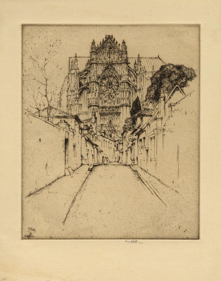 Ernest Roth, St. Pierre, Beauvais , Etching: Title: St. Pierre, Beauvais. (France.)Artist: Ernest D. Roth (1879-1974). Etching, 1914.Signed and dated in pencil. Edition 65. Image size 12 x 9 1/2" (30.4 x 24.0 cm). Ernest David Roth (1879-1974)