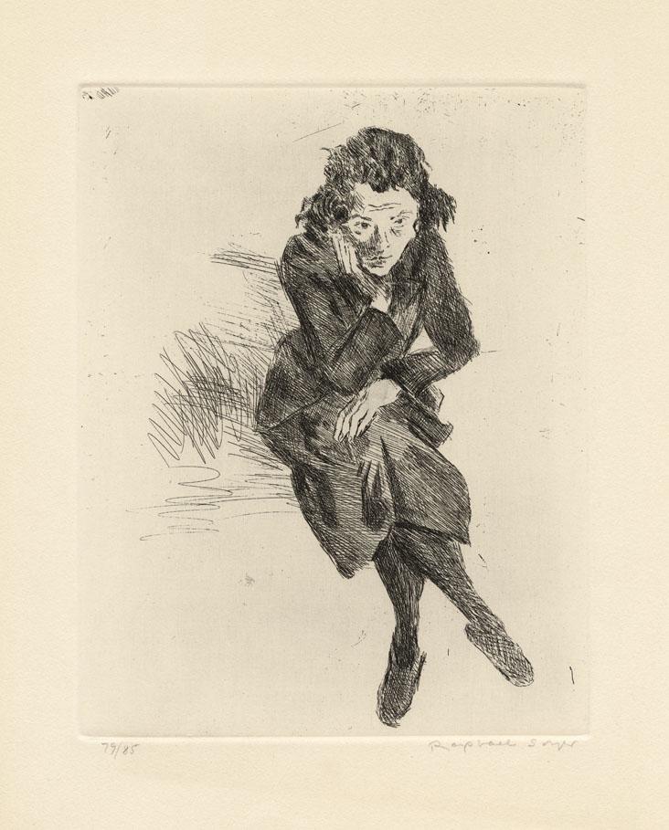 Raphael Soyer, Seated Woman, Etching: Title: Seated Woman. Artist: Raphael Soyer (1899-1987) Medium: Etching, 1963. Edition 85. Signed in pencil. Inscribed "79/85." Image size 9 3/4 x 7 3/4" (25.2 x 19.8 cm). Raphael Soyer was a Russi