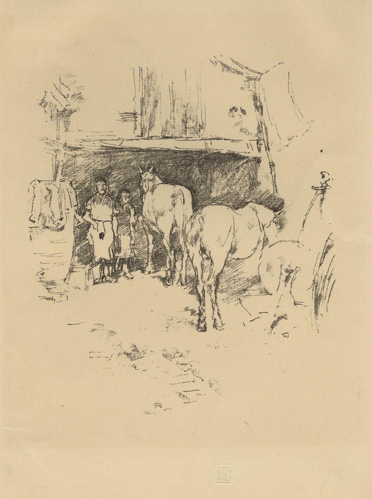 Whistler, The Smith's Yard, Lithograph: Title: The Smith's Yard. Artist: James Abbott McNeill Whistler (1834-1903) Medium: Lithograph, 1895. Edition 35 by Way + 3,000 for "The Studio 47, no. 10." Posthumous edition 25 by Goulding, 1903. Thi