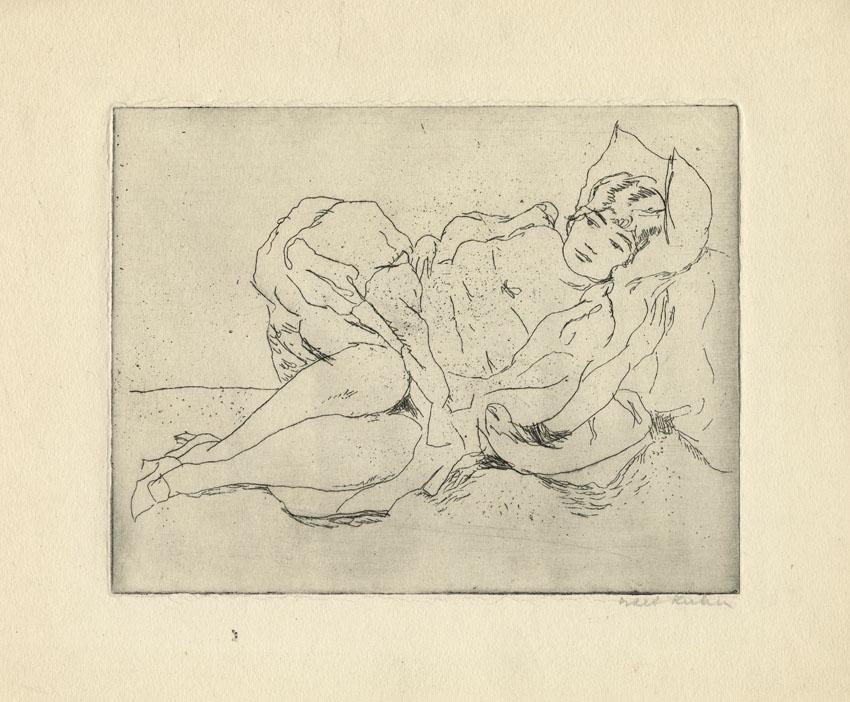 Walt F. Kuhn , Crys, Drypoint: Title: Crys. Walt Kuhn (1877-1949) Drypoint, c.1920. Edition 6. Signed in pencil. Image size 6 1/16 x 7 7/8" (15.0 x 20.0 cm). Kennedy Gallery exhibition catalogue #14. Walter Francis Kuhn (1877-1949